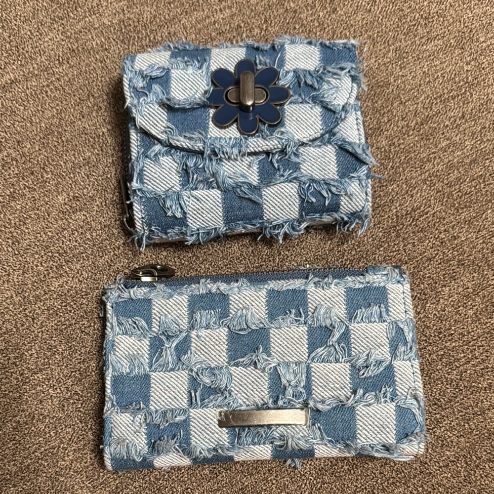 Unbranded 2 piece wallets denim patchwork